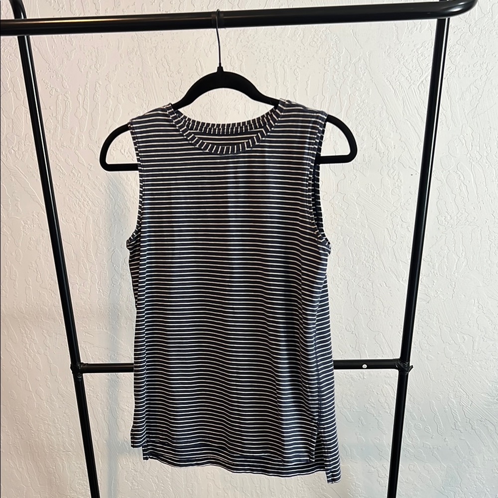 lululemon athletica Navy and White Striped Tank Top